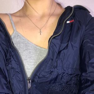 Navy blue Vintage Tommy Hilfiger windbreaker.